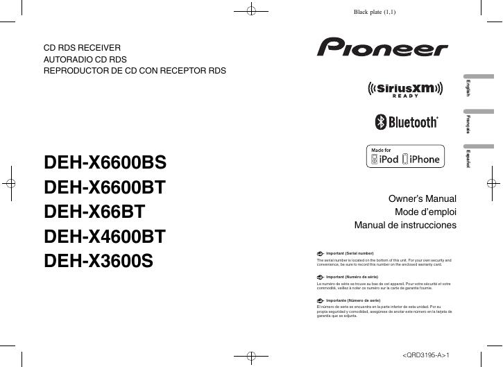 Pioneer CD RDS接收器用户手册