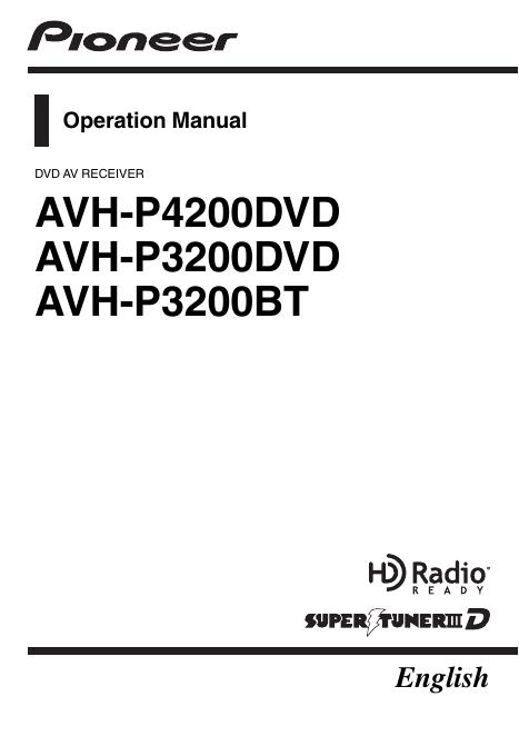 AVH-P4200DVD/AVH-P3200DVD/AVH-P3200BT 使用手册