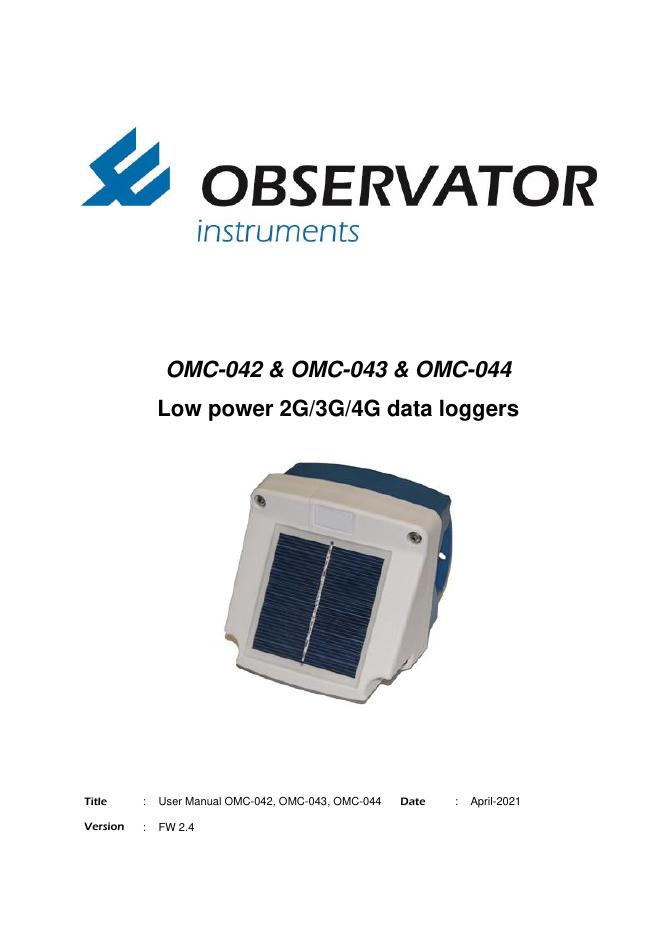OMC-042/043/044 低功耗 2G/3G/4G 数据记录仪使用手册