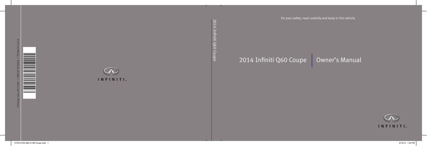 2014年英菲尼迪Q60轿跑车用户手册