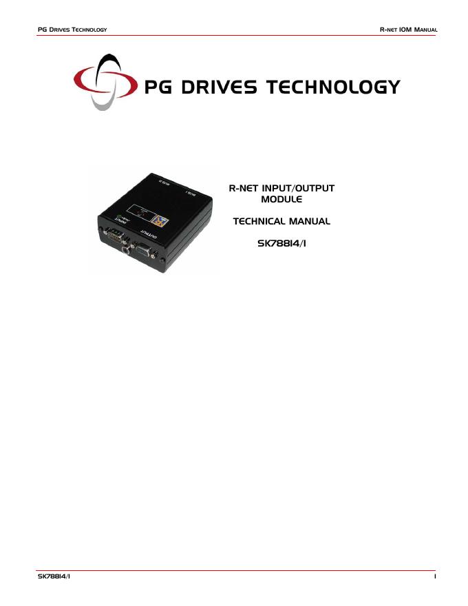 PG DRIVES TECHNOLOGY R-NET IOM MANUAL