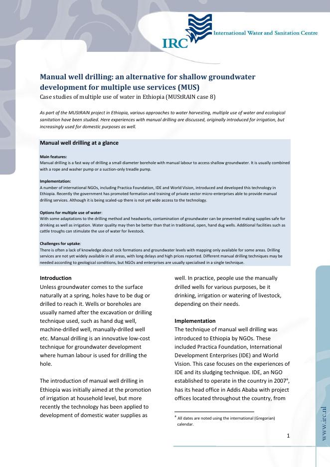 浅层地下水开发替代方案-手钻