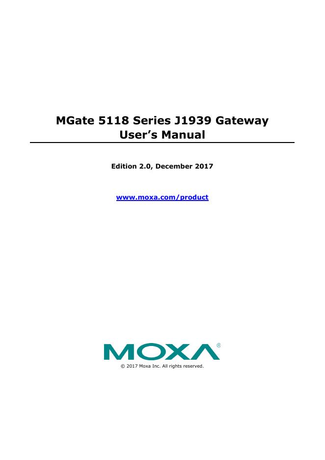 MGate 5118系列J1939网关用户手册
