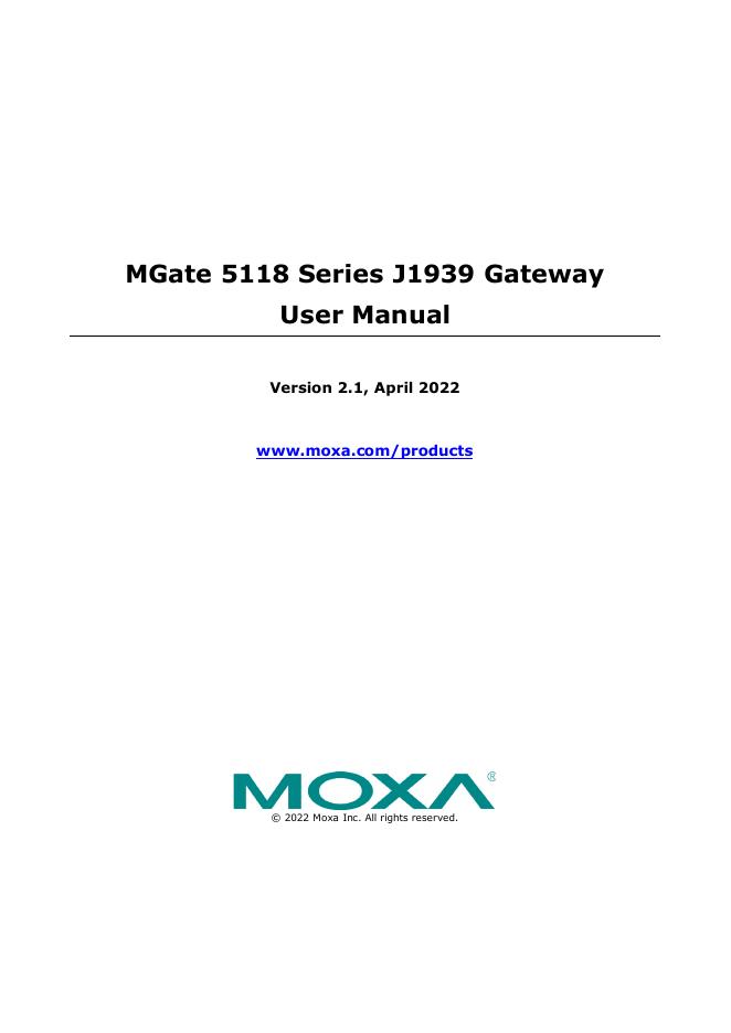 MGate 5118系列J1939网关用户手册