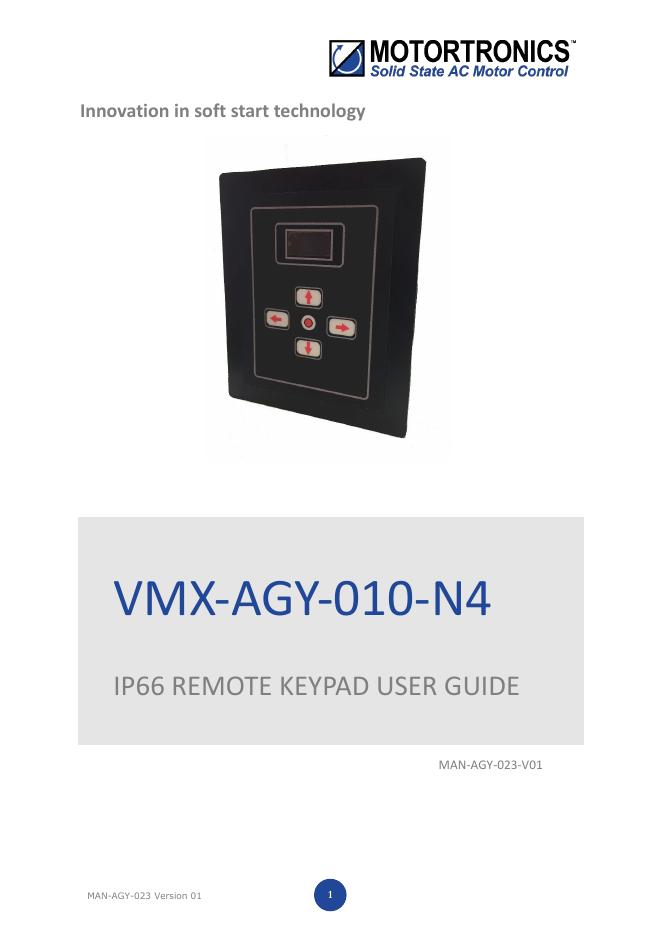 VMX-AGY-010-N4 IP66 防水防尘型远程控制面板用户手册