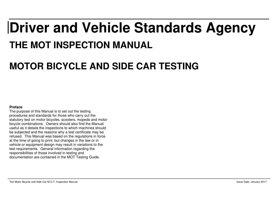 摩托车和边车M.O.T.检查手册