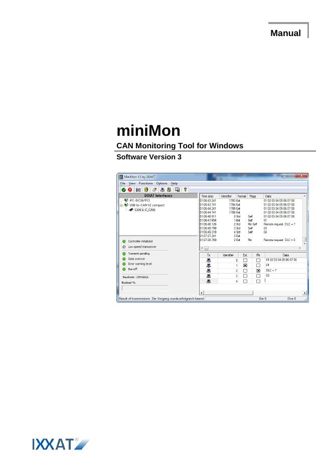 miniMon CAN Monitoring Tool 用户手册