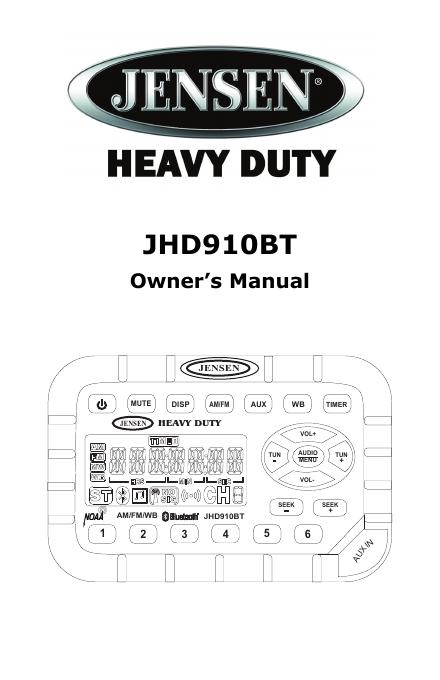 Jensen JHD910BT车载音响用户手册