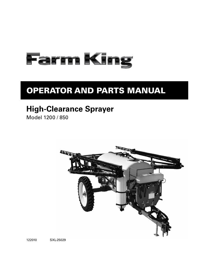 Farm King High-Clearance Sprayer Operation&Parts Manual