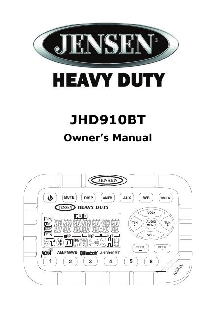 JENSEN JHD910BT 车载音响系统用户手册