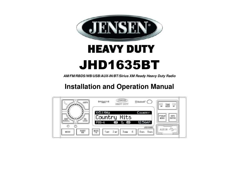 Jensen JHD1635BT 重型收音机安装和使用手册