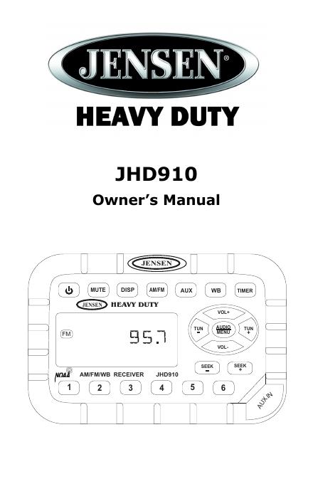 Jensen JHD910 车载音频系统用户手册