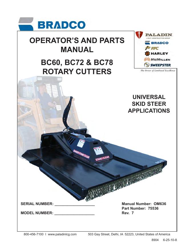 巴拉丁BC60,BC72&BC78割草机使用手册