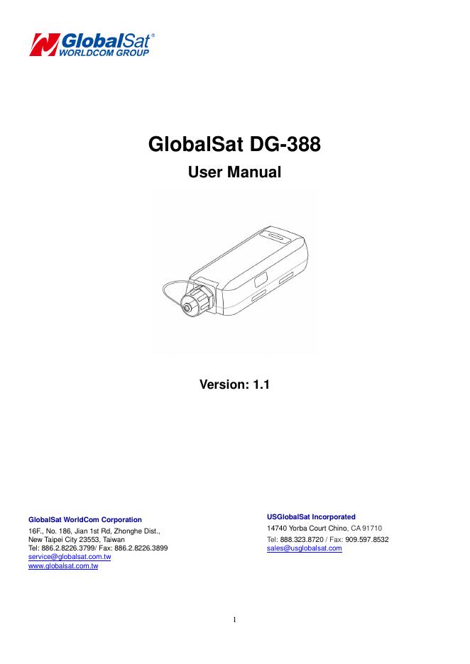 全球卫星DG-388用户手册