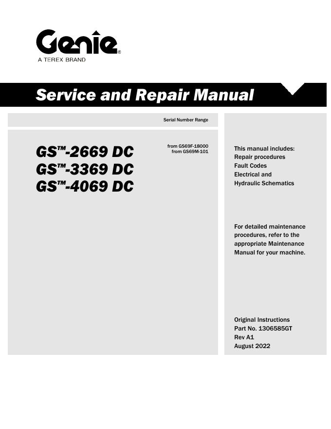 GS™-2669 DC、GS™-3369 DC和GS™-4069 DC维修手册