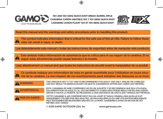 10X和10X Gen2 Quick-Shot折叠枪管步枪