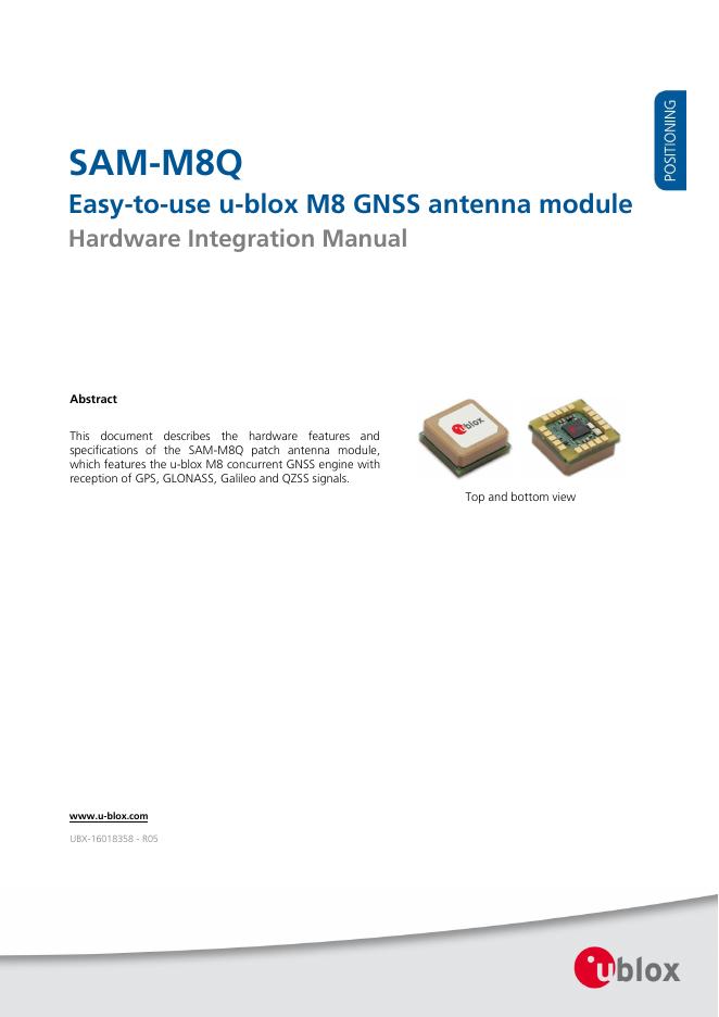 SAM-M8Q 贴片天线模块硬件集成手册