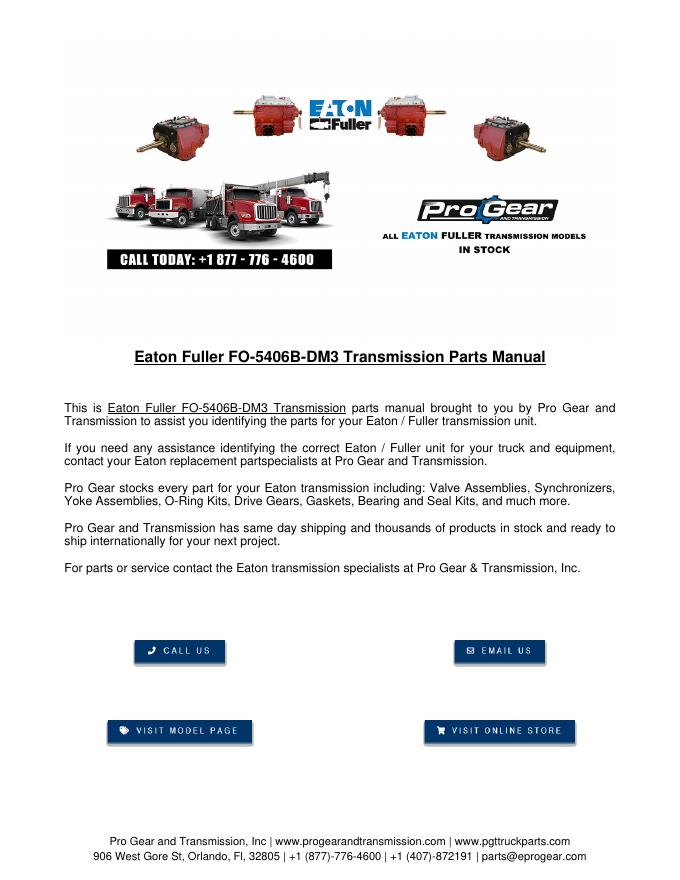 Eaton Fuller FO-5406B-DM3变速箱零件清单