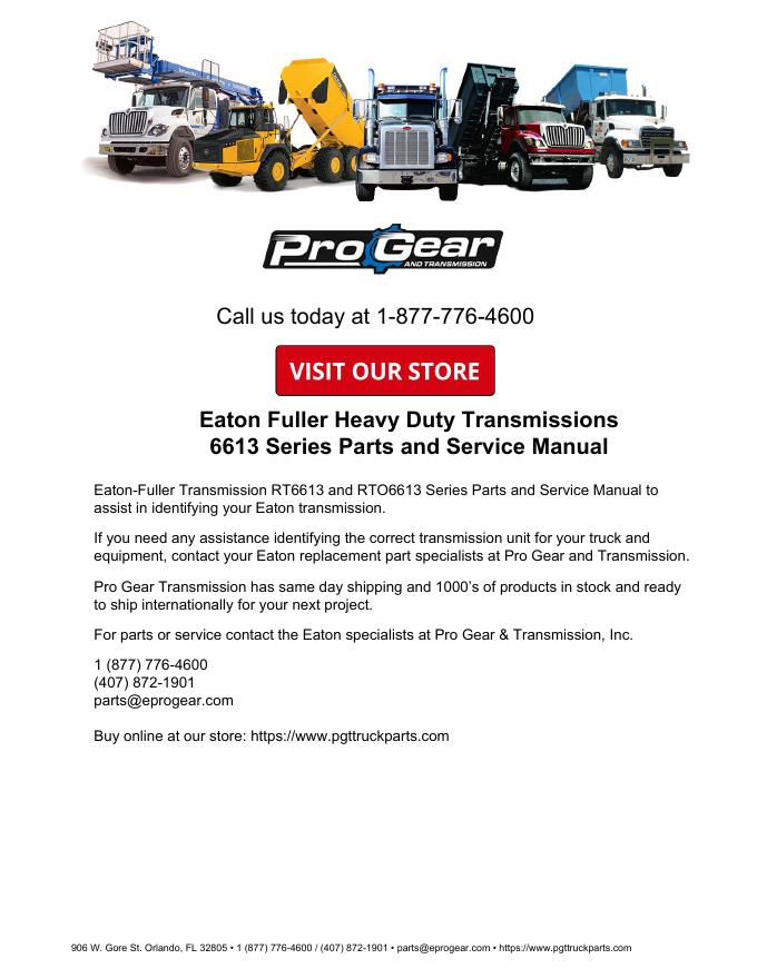 Eaton Fuller 6613系列重型卡车变速箱零部件清单