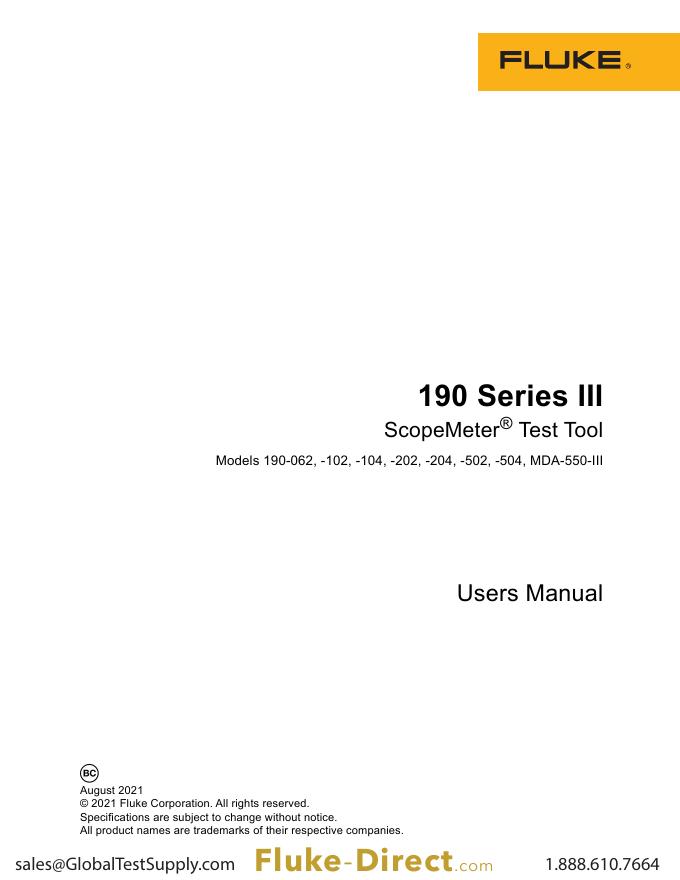 190系列iii scopemeter®测试工具用户手册