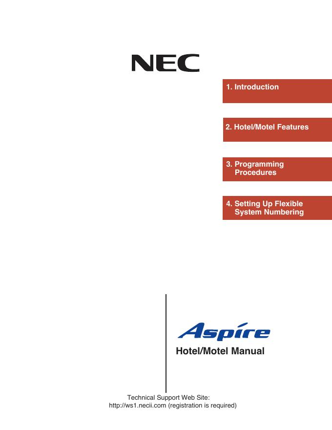 NEC Unified Solutions,Inc.酒店/汽车旅馆手册