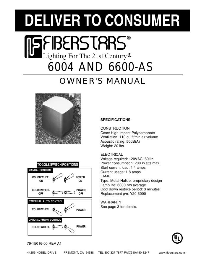 Fiberstars 6004和6600-as所有者手册
