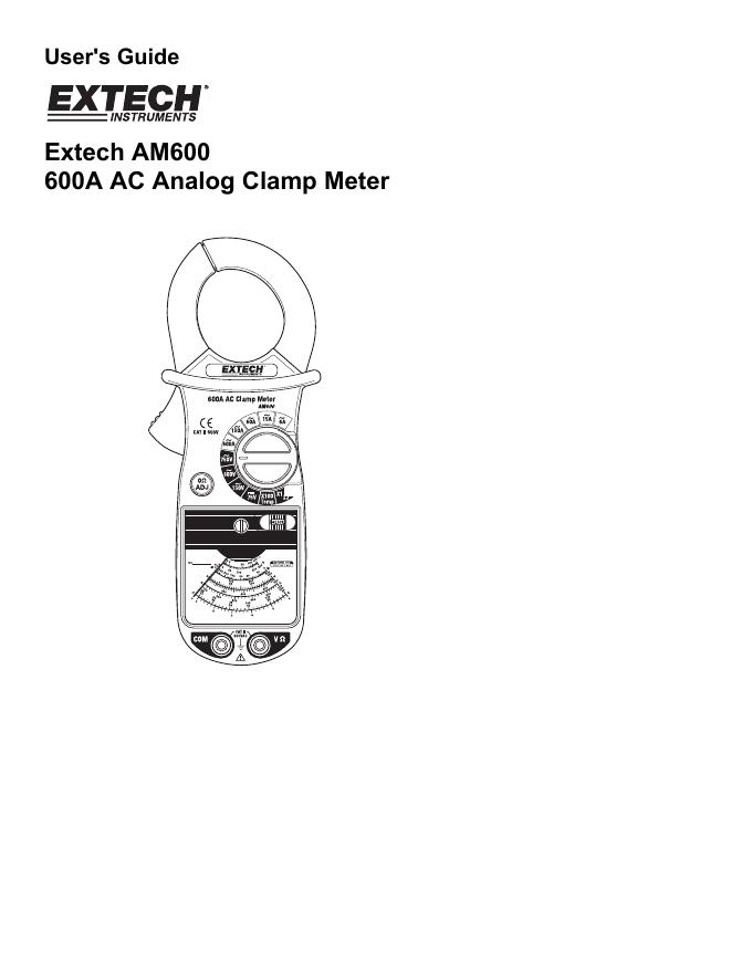 Extech AM600 600A AC模拟钳表用户手册