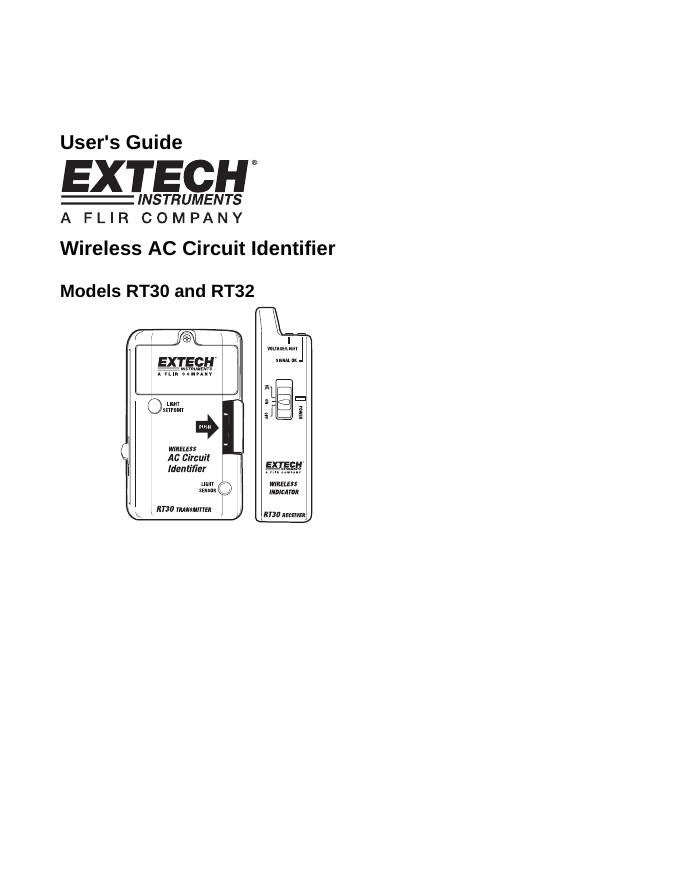 无线交流电路识别器RT30和RT32使用手册