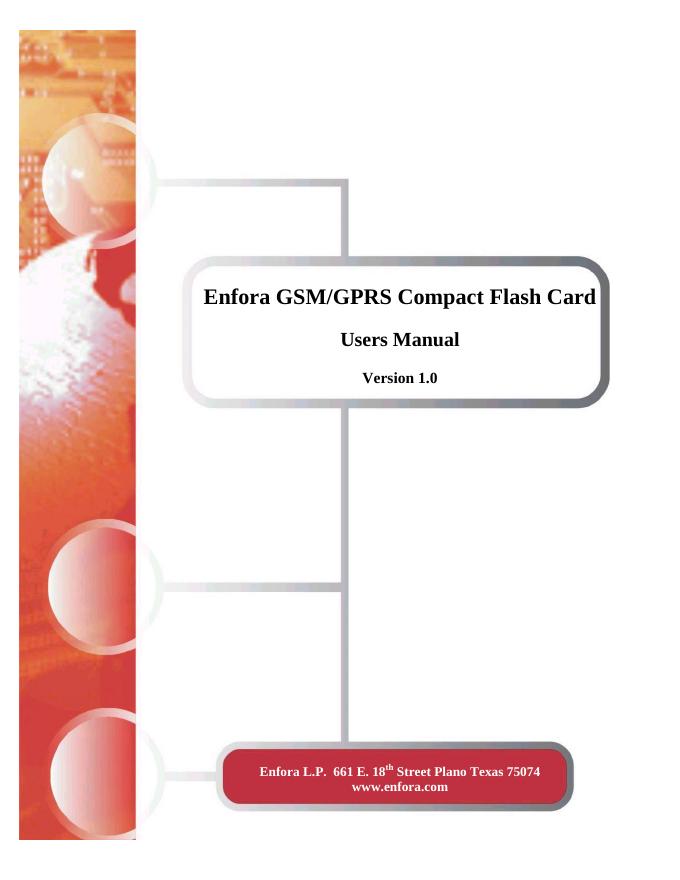 Enfora GSM/GPRS 紧凑型闪存卡用户手册