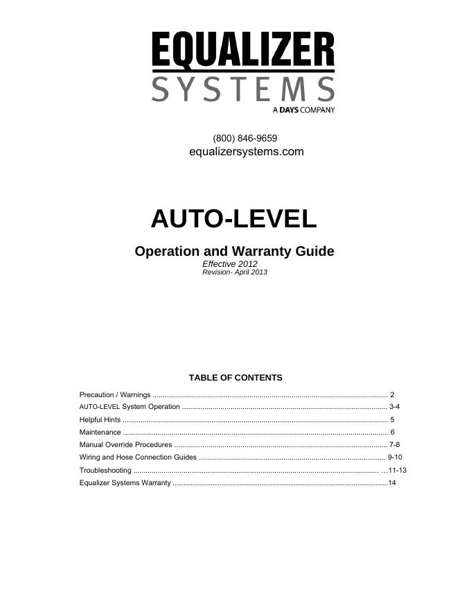 AUTO-LEVEL操作和保修手册