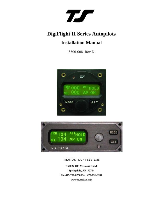 DigiFlight II系列自动驾驶仪安装手册