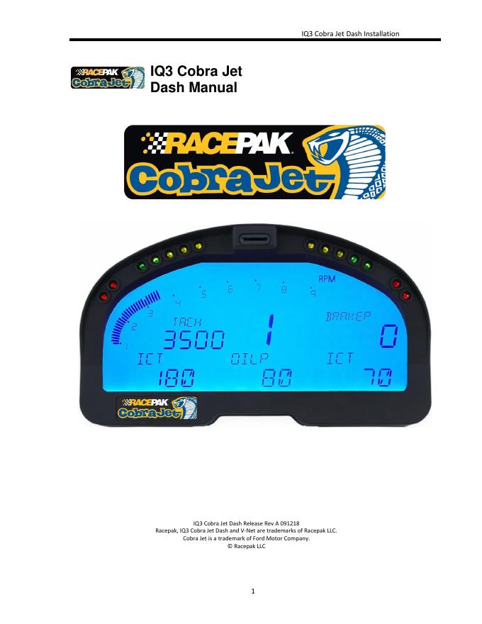 IQ3 Cobra Jet Dash安装手册