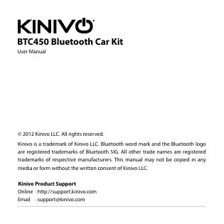Kinivo BTC450蓝牙车载套件使用手册