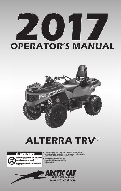 Arctic Cat ALTERRA TRV用户手册