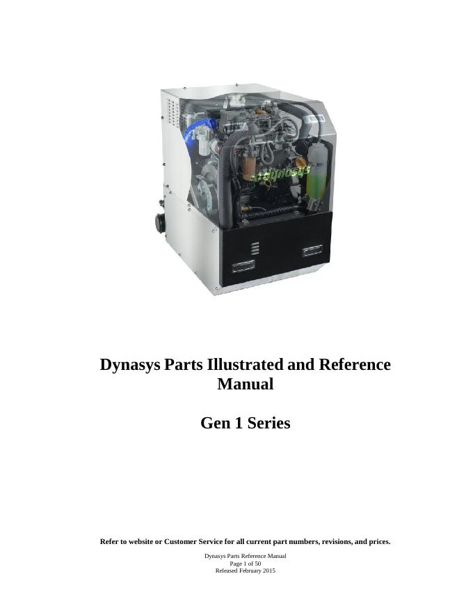 Dynasys Parts Illustrated and Reference Manual Gen 1 Series