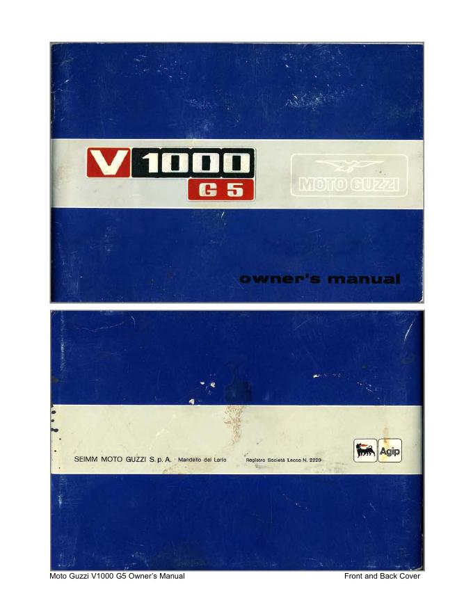 Moto Guzzi V1000 G5用户手册