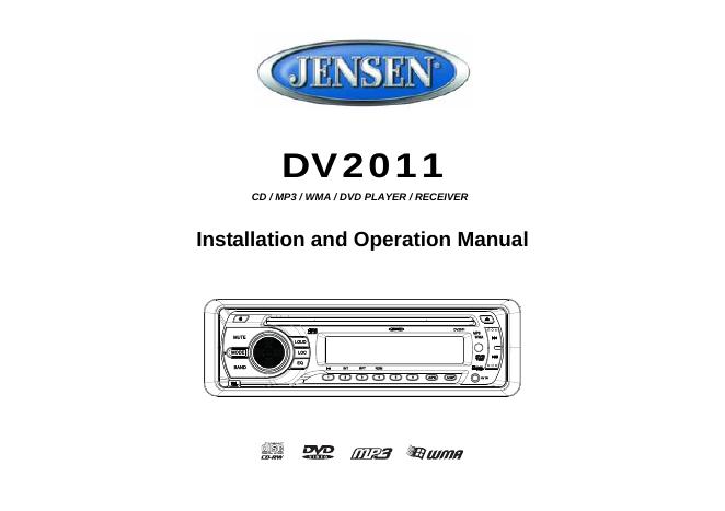 Jensen DV2011安装和操作手册