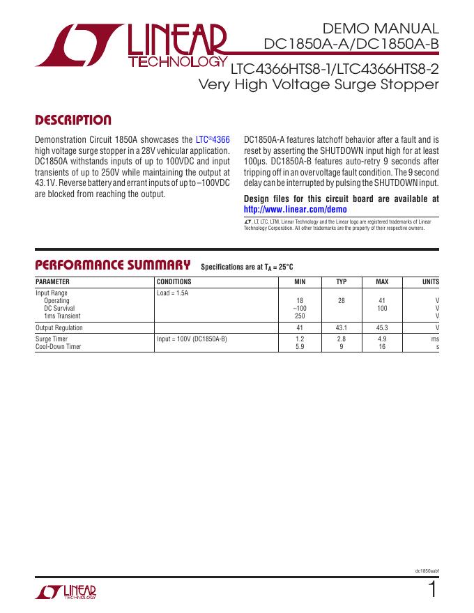 DC1850A 高压浪涌终止器