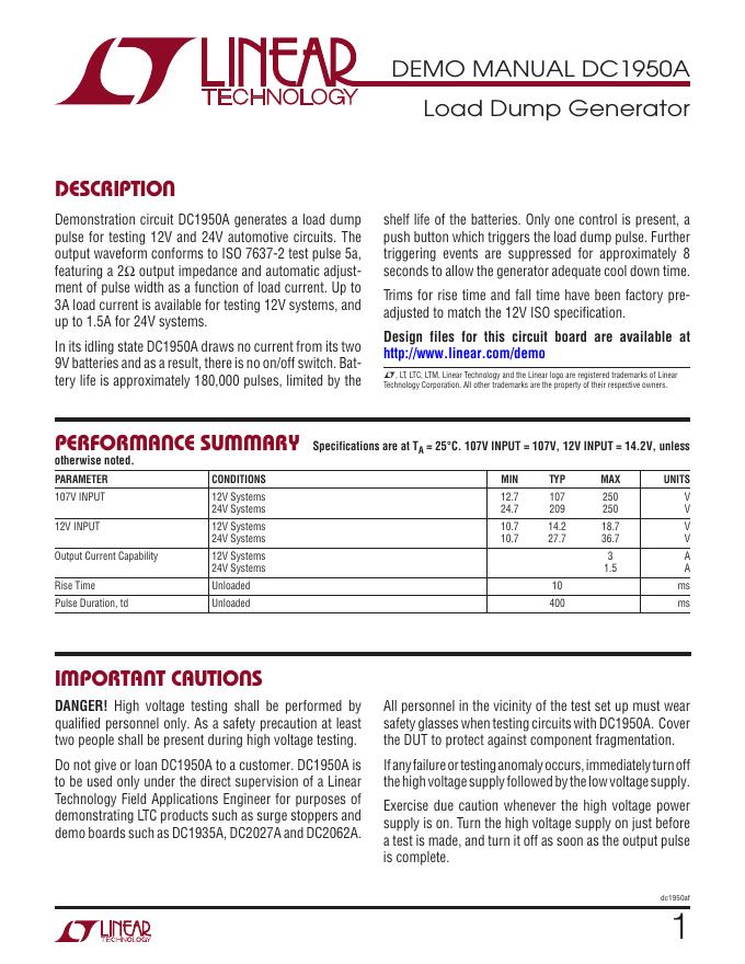 DC1950A负载突降发生器使用手册
