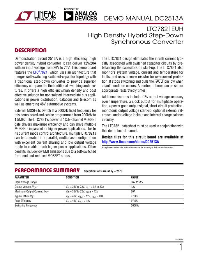 DC2513A电路性能概述