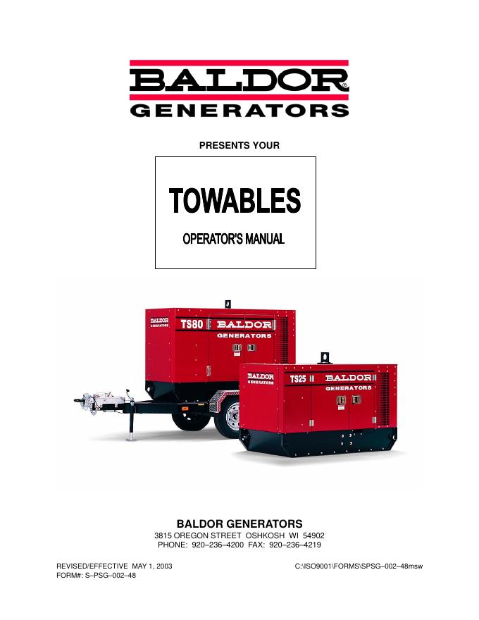 Baldor Generators Towables操作手册