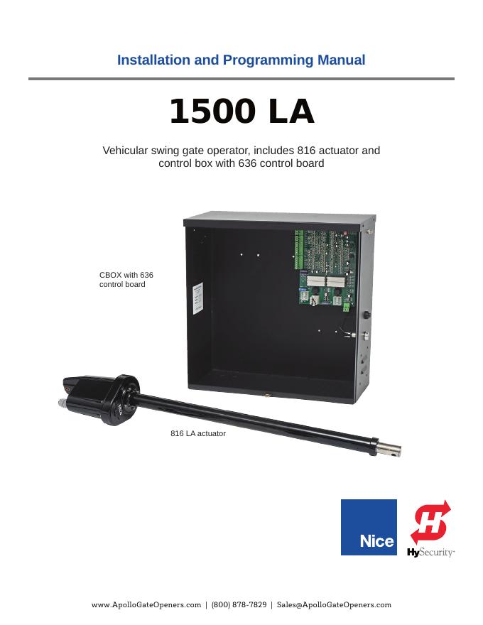 1500 LA安装和编程手册