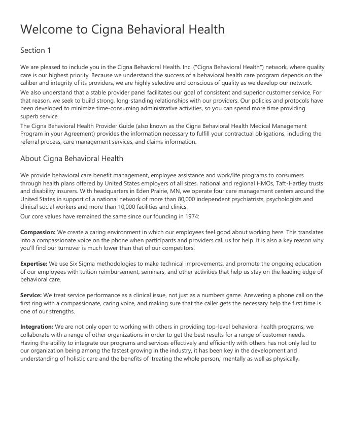 Cigna Behavioral Health