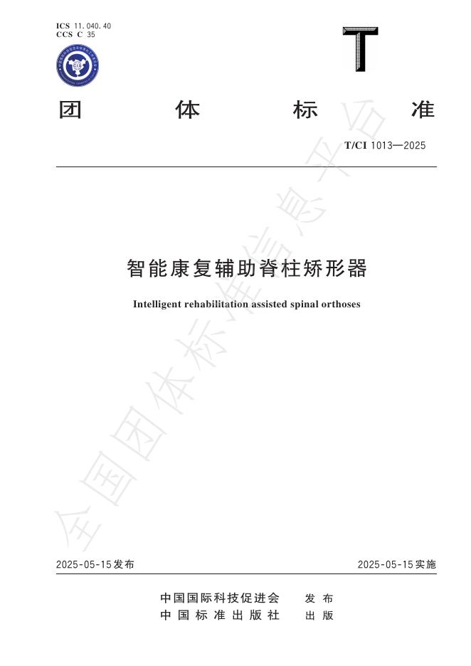 T/CI 1013-2025 智能康复辅助脊柱矫形器