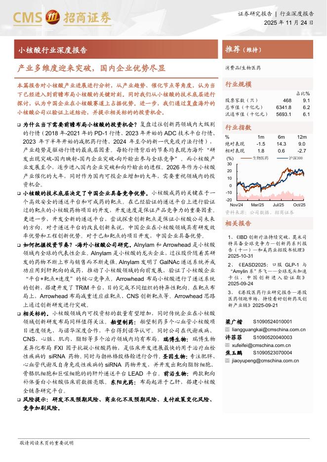 招商证券：小核酸行业深度报告——产业多维度迎来突破，国内企业优势尽显海报