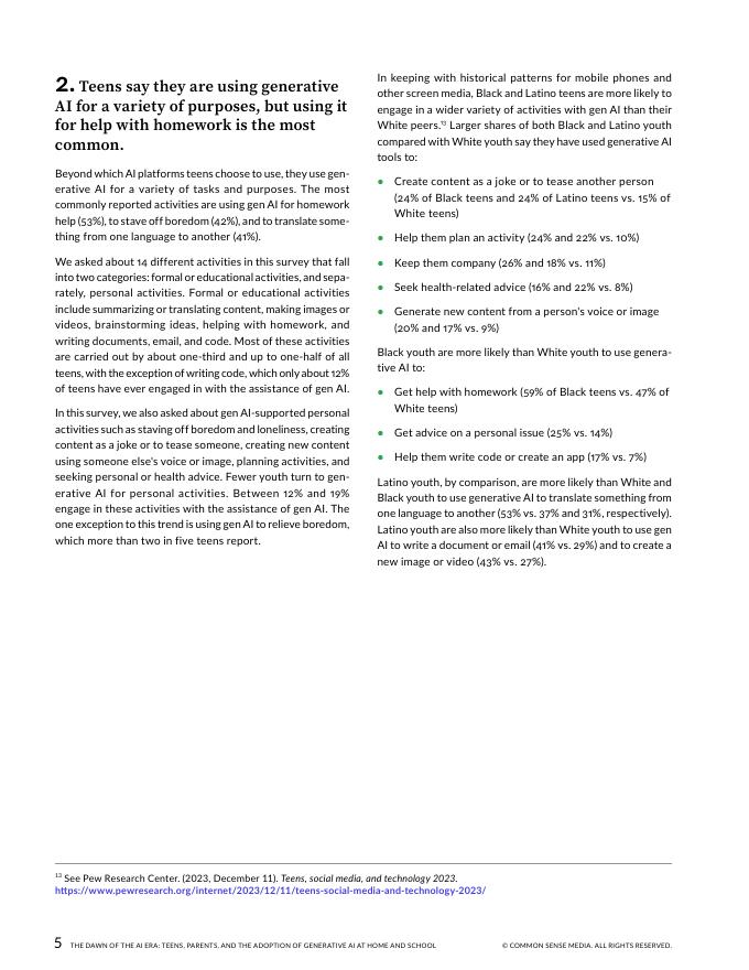 common sense：2024年人工智能时代的黎明：青少年、家长与生成式AI在家庭及学校的应用现状报告（英文版）_第10页