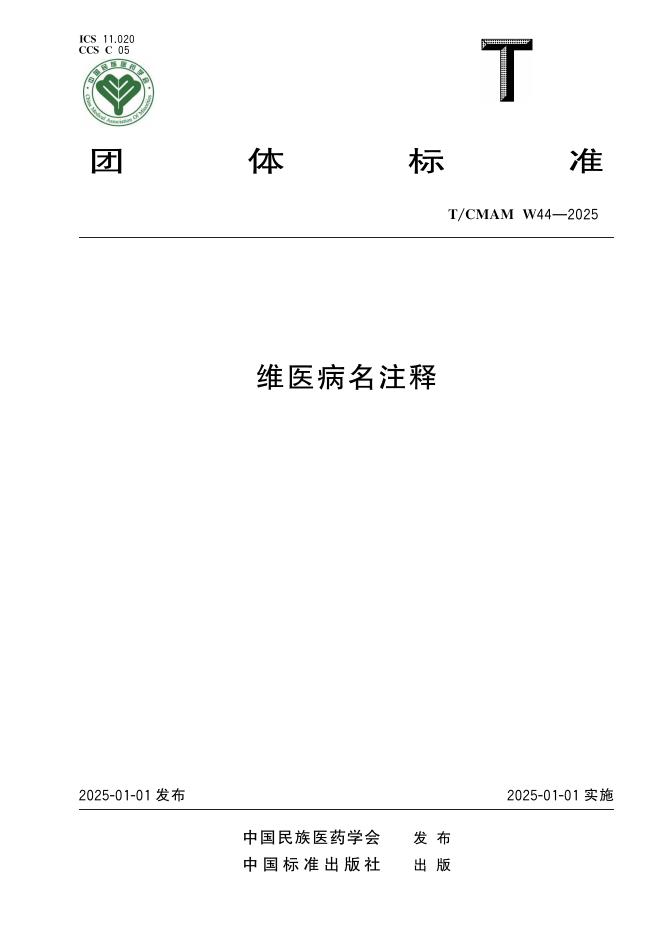 T/CMAM W44-2025 维医病名注释（第一批）