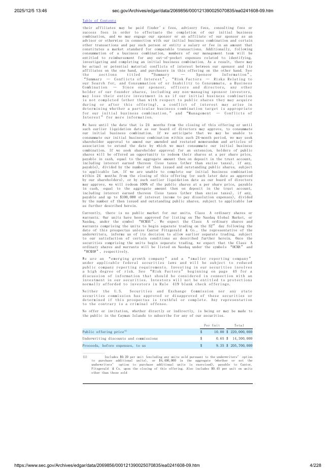 HCM III Acquisition Corp美股纳斯达克IPO上市招股说明书_第4页