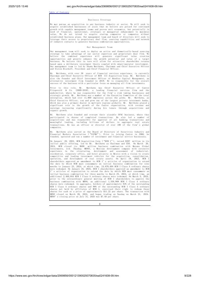 HCM III Acquisition Corp美股纳斯达克IPO上市招股说明书_第9页