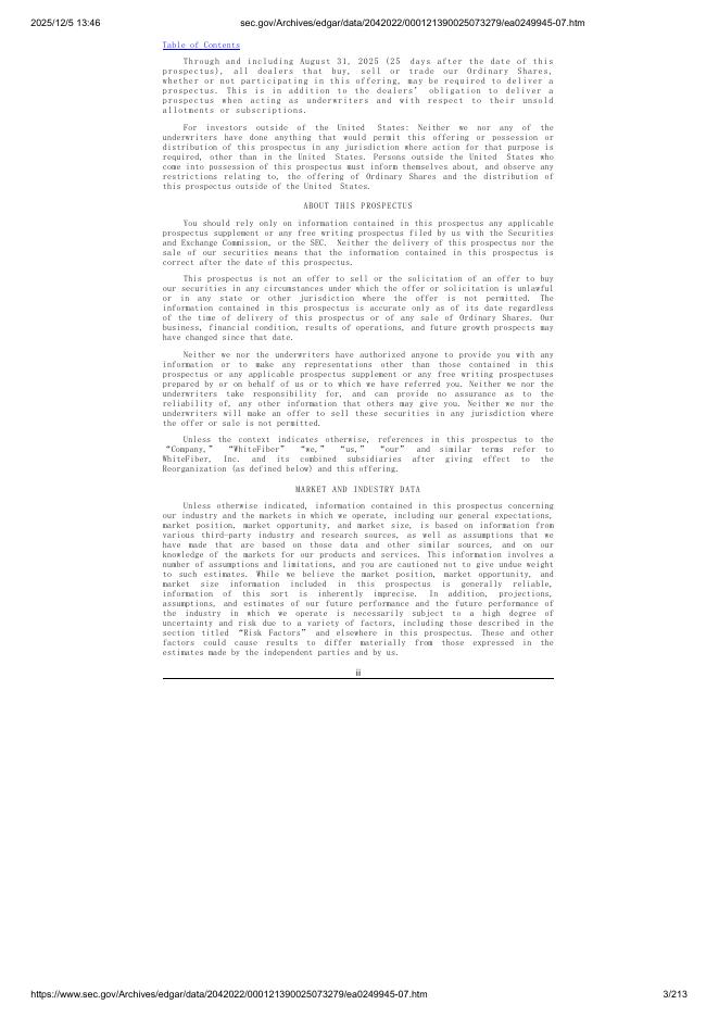 WhiteFiber, Inc.美股纳斯达克IPO上市招股说明书_第3页